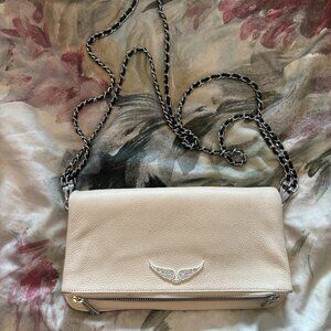Zadig & Voltaire Off-White Shoulder Crossbody Bag | Silver Chain | Medium Size